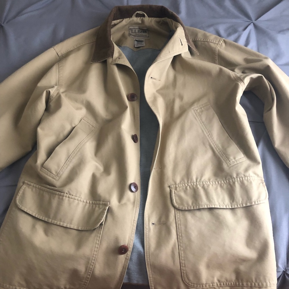 LL Bean beige barn coat Sz Medium